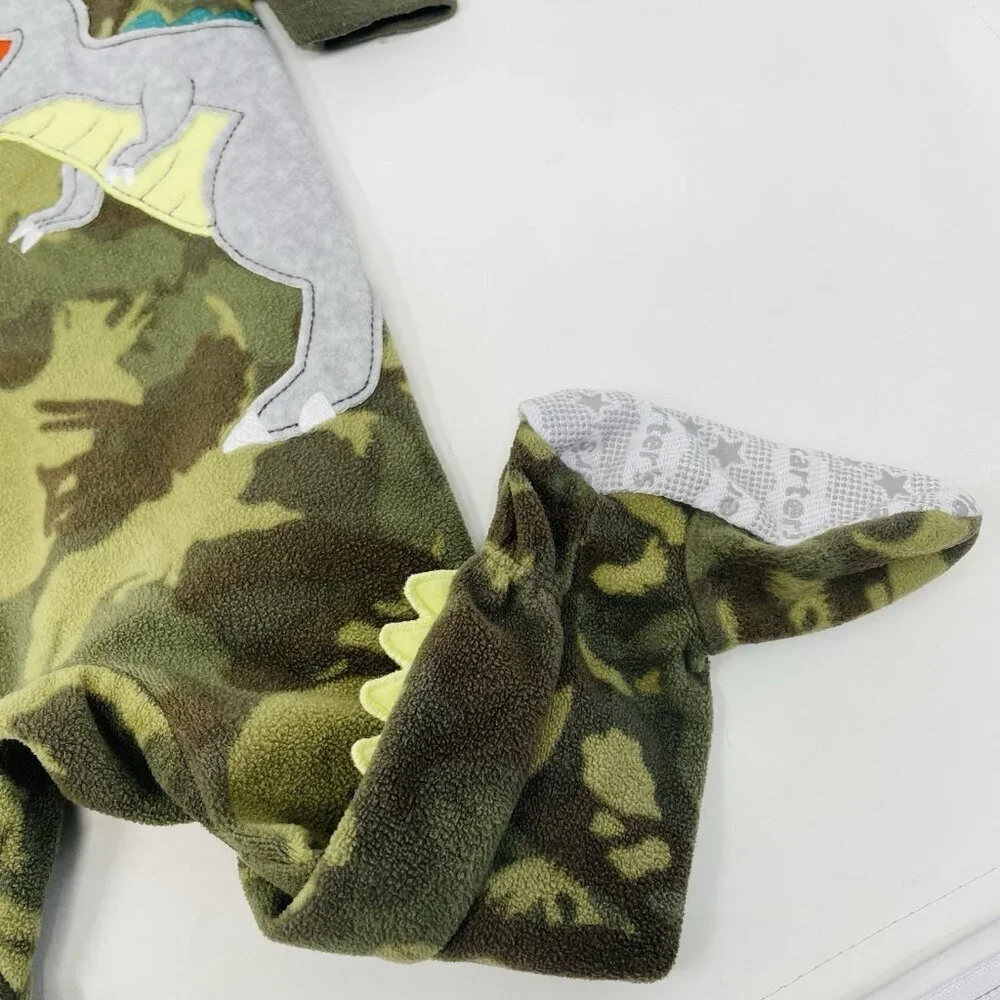 Carters Baby Boys 12 Months Lot of 2‎ One Piece Camo Fleece Footed Pajamas 1678